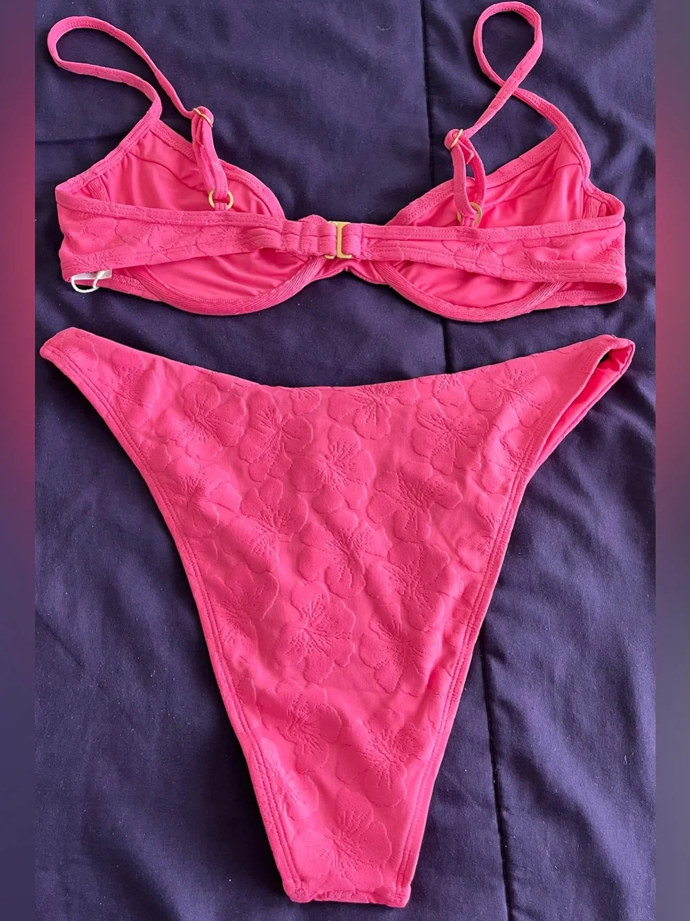 L*Space Bikini Set Missy Top & Leilani Bottom Medium/Large Pink Floral Swimwear